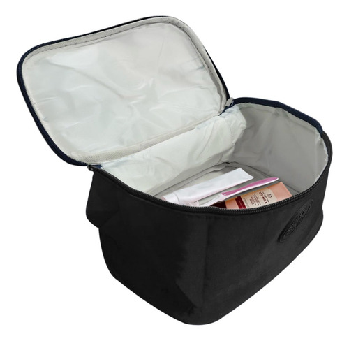 Necessaire Masculina Para Acessórios Higiene Viagem Trabalho Cor Preto Desenho Do Tecido Liso