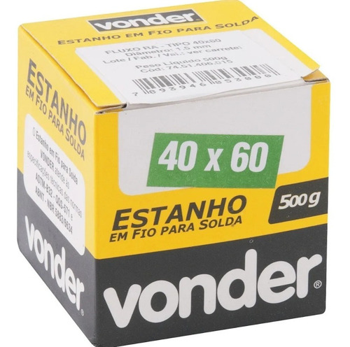 Estanho Fio 1,5mm 40x60 Carga 500g Vonder