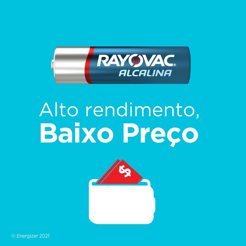 Pilha Alcalina Rayovac Palito Aaa Tubo Com 32 Unidades