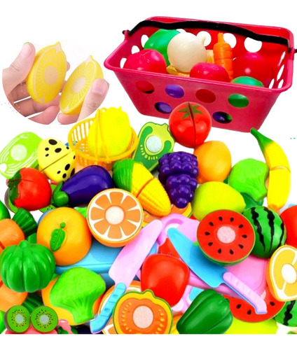 Frutas E Legumes De Brinquedo Com Velcr Cortar Cestinha