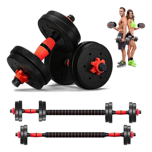 Set 2 Mancuernas 10 Kilos En Total Mas Barra Entrenamiento