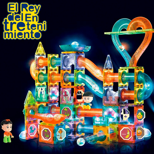 Imagen 5 de 5 de Juego Bloques Magnéticos 142 Pcs Con Luz Construcción El Rey