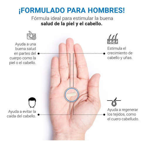 Imagen 2 de 6 de Vitaminas Cabello Y Barba Para Hombre De 180 Cápsulas B Life