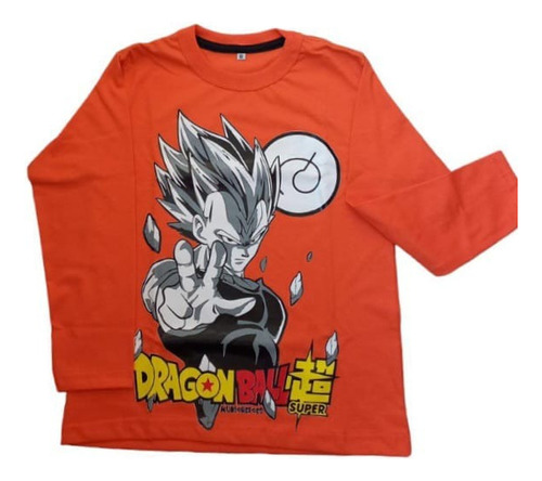 Remera Dragon Ball Gokú Manga Larga Algodón Niños 