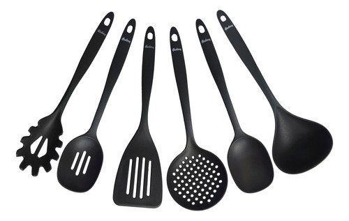 Set X6 Utensilios Nylon Gris Oscuro Hudson Cocina Bz3