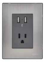 Comprar Placa Armada Con 2 Mecanismos De Toma Usb Y 1 Contacto Color Oxford