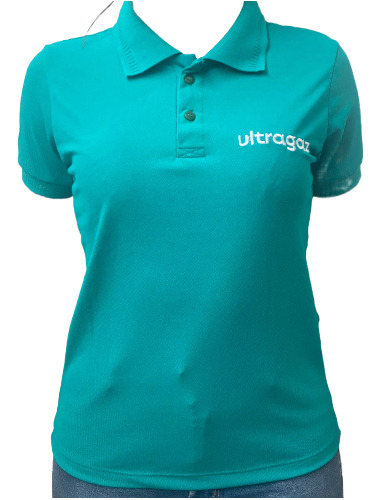 Camisa Polo Verde Piscina Fem Ultragaz Bordado P Ao Gg