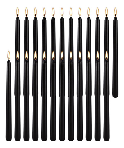 Velas Cónicas Negras Juego De 24 Velas Sin Goteo 10 PuLG