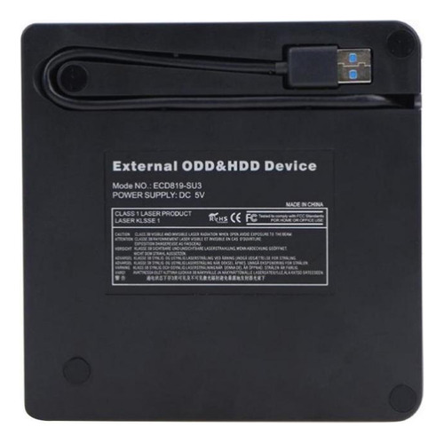 Portátil Usb Dvd-rw Cd Writer Burner Reader Player Negro