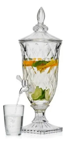 Suqueira Vidro Transparente Diamond Com Torneira Prata 2 Lts