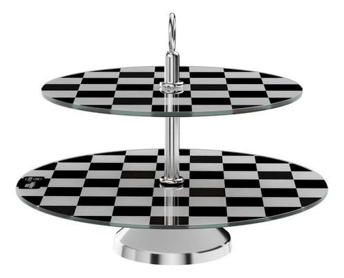 Prato Duplo Wolff De Vidro Para Doces Com Base Inox Liddell