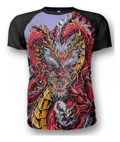 Remera Dragon Arte Aesthetic  (estampa Frente Y Espalda)