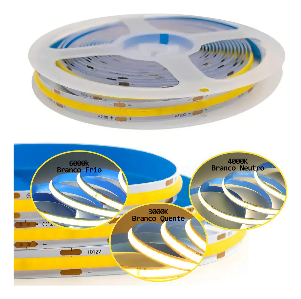Fita Led Cob 10m Direto Na Tomada 3600 Leds 3000/6000k Luz Branco Quente - 3000k Tensão De Operação Direto Na Tomada