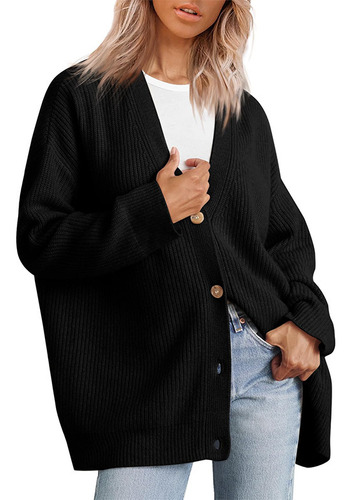 Suéter Holgado De Punto Suelto De Color Liso Para Mujer