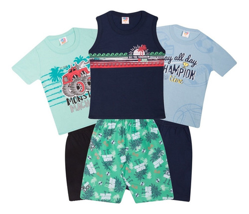 Kit Lote 6 Conjuntos Infantil Masculino Ou Feminino Atacado Revenda De Roupas Infantis Baratas Menino E Menina Verão