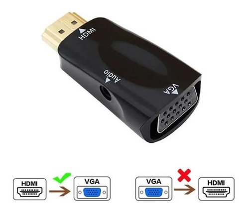Imagen 1 de 5 de Adaptador Hdmi (macho) A Vga (hembra) Con Audio