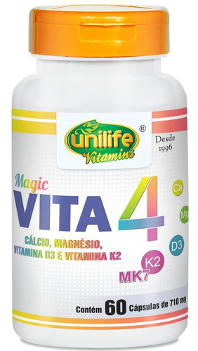 Vitamina K2 D3 Cálcio E Magnésio Mk7 Vita 4 60 Cáps 710mg