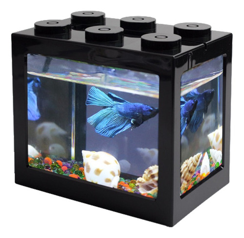 Imagen 1 de 9 de Mini Tanque De Peces Usb De Escritorio Led Kit De Acuario Ne