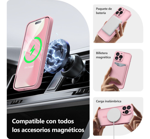 Funda Compatible Magsafe Para iPhone Serie,iPhone 16/15/14/13 Case Protección Completa La Cámara Translúcido Mate Delgad