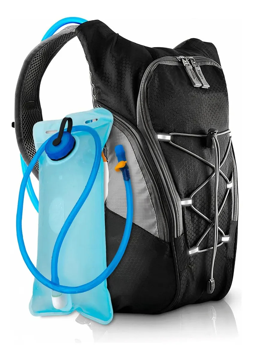 Mochila Hidratação Ciclismo Térmica Bolsa Agua C/refil 2lts Preto Liso