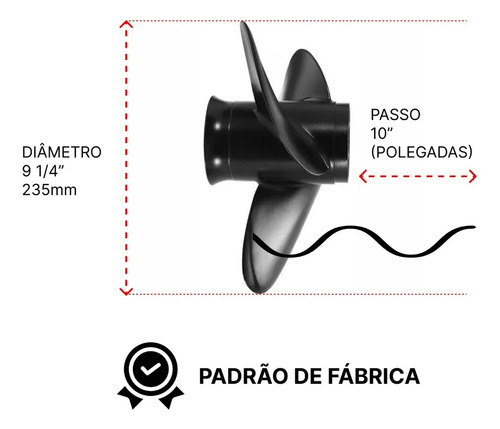 Hélice Motor Popa Suzuki 15hp Std Passo 9.1/4 X 10 = 9.25x10