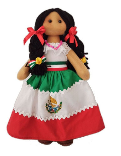 Muñeca De Tela Con Vestido Mexicano