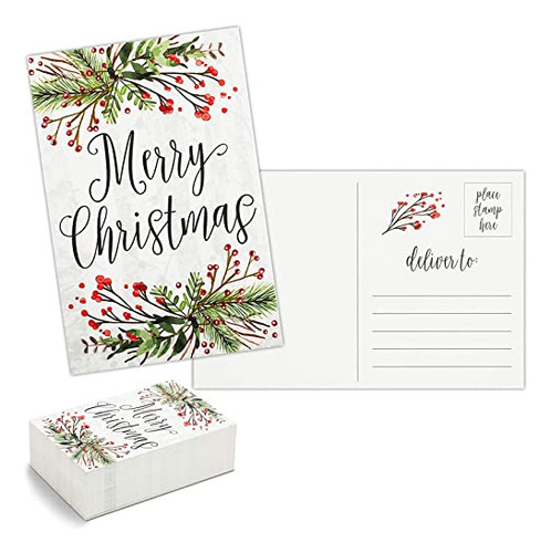 Paquete De 96 Tarjetas Postales De Feliz Navidad, Tarjetas N