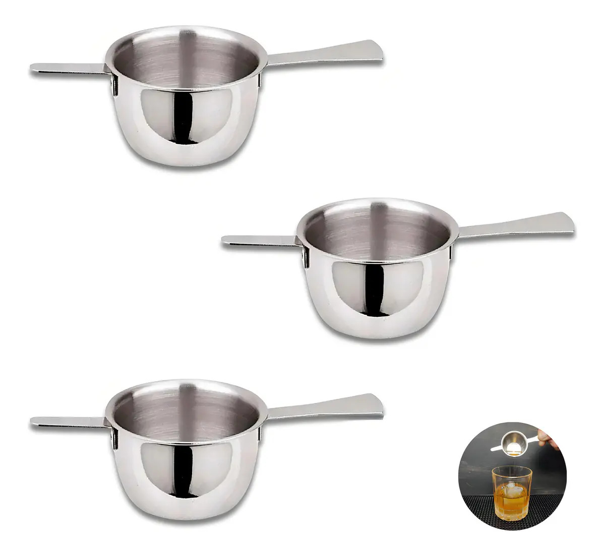 Kit 3 Dosadores Medidor de Bebidas 50ml Inox Casa do Bar