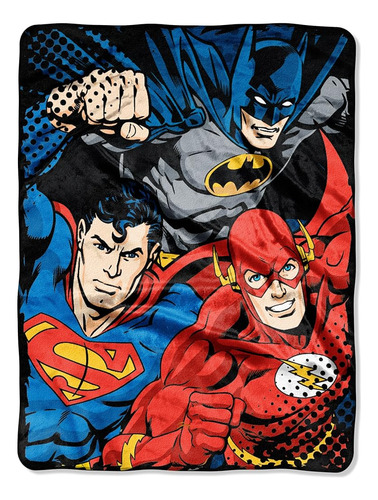 Dc Comics Justice, League Trio Micro Raschel Throw Blanket, 