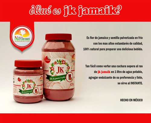 Jk Jamaik 27 Lts Flor De Jamaica Y Semilla Pulverizadas