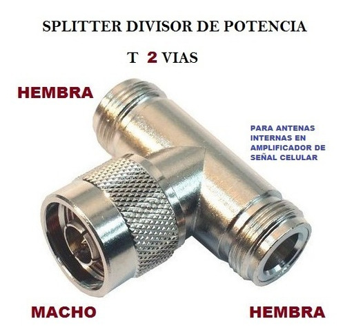 Splitter Divisor De Potencia T 2 Vias Macho Hembra Amplifica