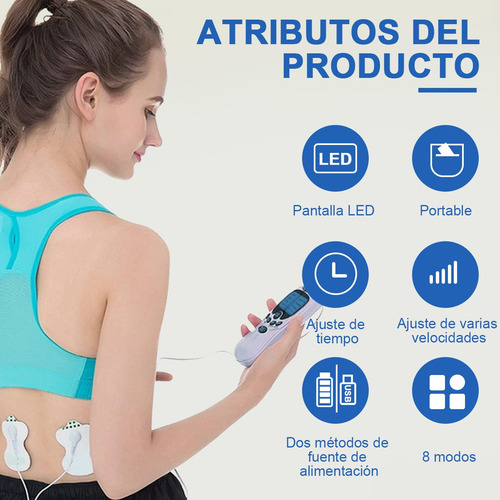 Tens Ems Electroestimulador De 8 Pulso Muscular Masajeador