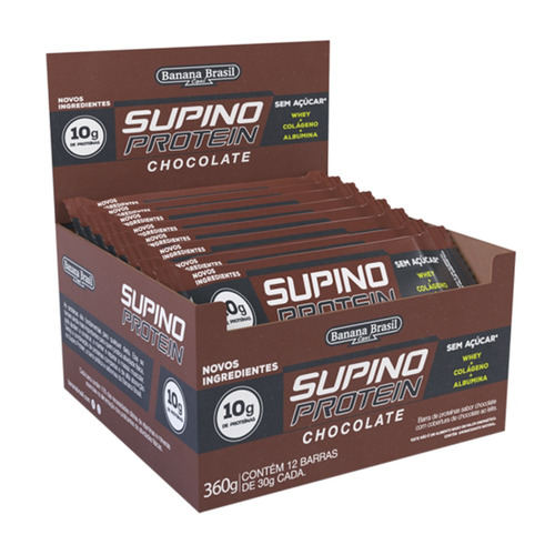 Supino Protein Chocolate caixa com 12un de 30g Banana Brasil