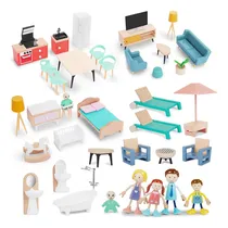Comprar Juego De Muebles De Casa De Muñecas De Madera, 43 Muebles Y 