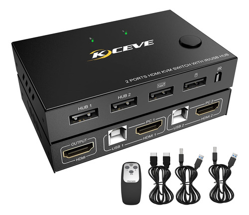 Kvm Switch Hdmi 2 Puerto Usb 2.0 Caja 1 Salida Para Teclado