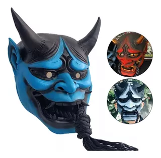 Máscara Completa Oh Kabuki Demônio Oni Samurai Vermelha Pret