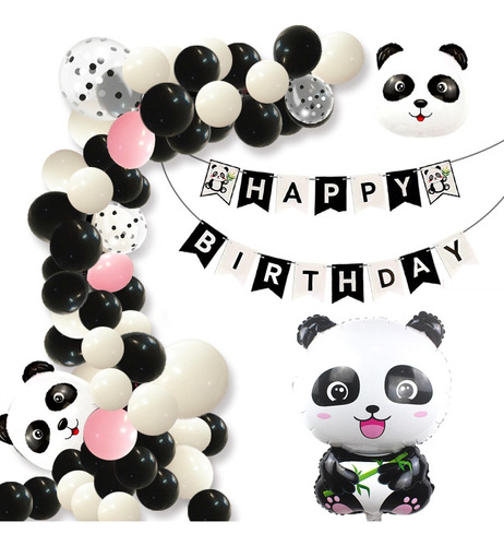 21 Piezas De Cumpleaños Bebé Adorables Globos Panda Creativ