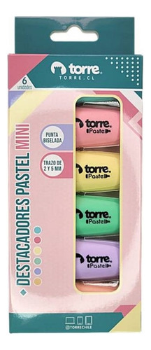 Destacadores Pastel Mini 6 Colores Torre / Artesano Librería