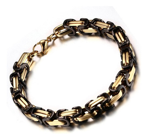 Pulseira Bracelete Quadrada Bizantino Preta E Dourada Comprimento 22.5 cm Cor Preto/Dourado Diâmetro 11.3 cm