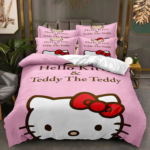 Conjunto De Cama De Casal De Desenhos Animados Hello Kitty