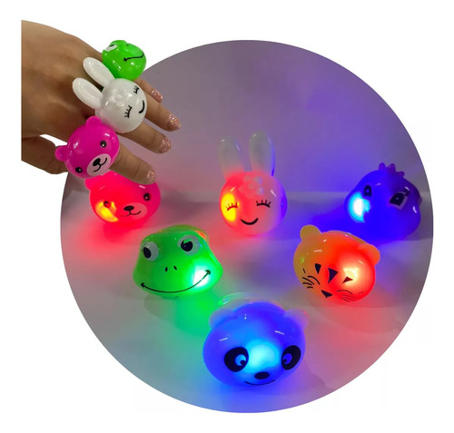 Combo Anillos Animalitos Led X 15 Cotillon Luminoso Fiesta