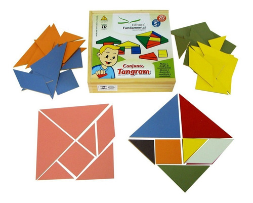 Conjunto Tangram 70 Peças Em Mdf Jogo Educativo Matemática