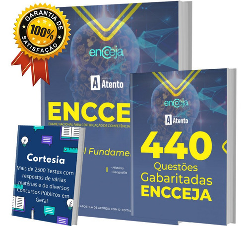 Kit Apostila Encceja - Nível Fundamental + Caderno Testes