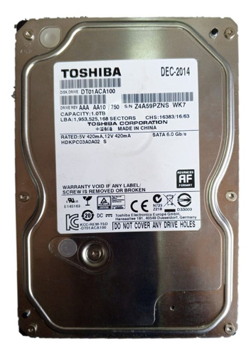 Disco Duro Interno Toshiba Dt01aca100 1tb Usado