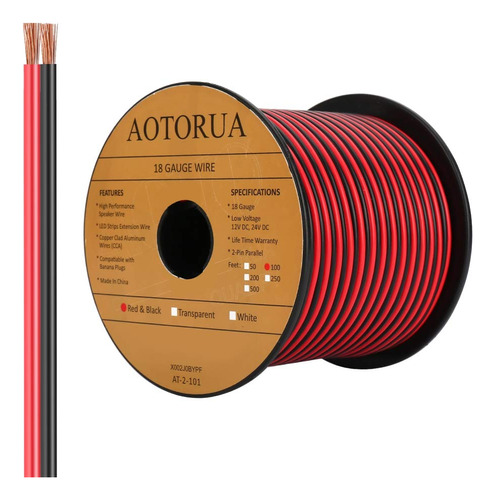 Aotorua Cable Eléctrico De Conexión De Cable Rojo Negro  18/