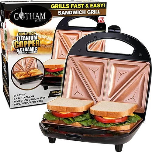 Gotham Steel Sandwichera, Tostadora Y Parrilla Eléctrica P.