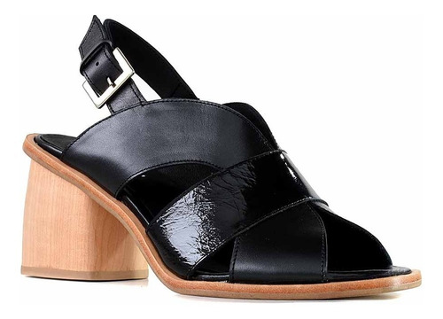 Zapato Negro Verano Mujer Cuero Sandalia Briganti Mcsd04773