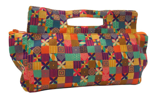 Bolsa Compacta Mosaicos De Colores Con Cubrebocas
