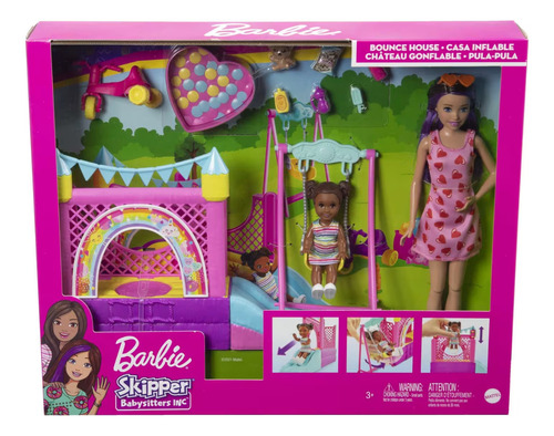 Playset Muñeca Skipper Niñera Con Castillo Inflable - Barbie