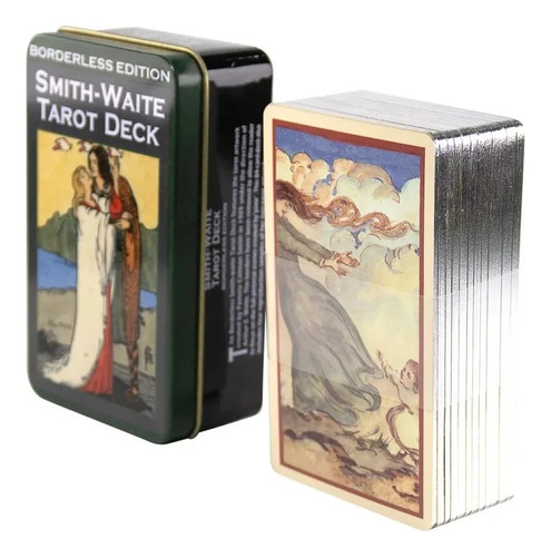 Tarot Smith - Waite Con Caja De Metal Y Borde Plata Version